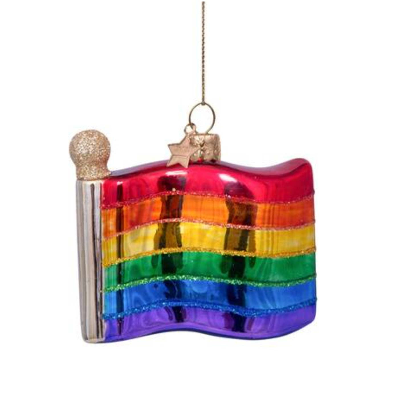 Regnbue flag, Glas ornament - Vondels