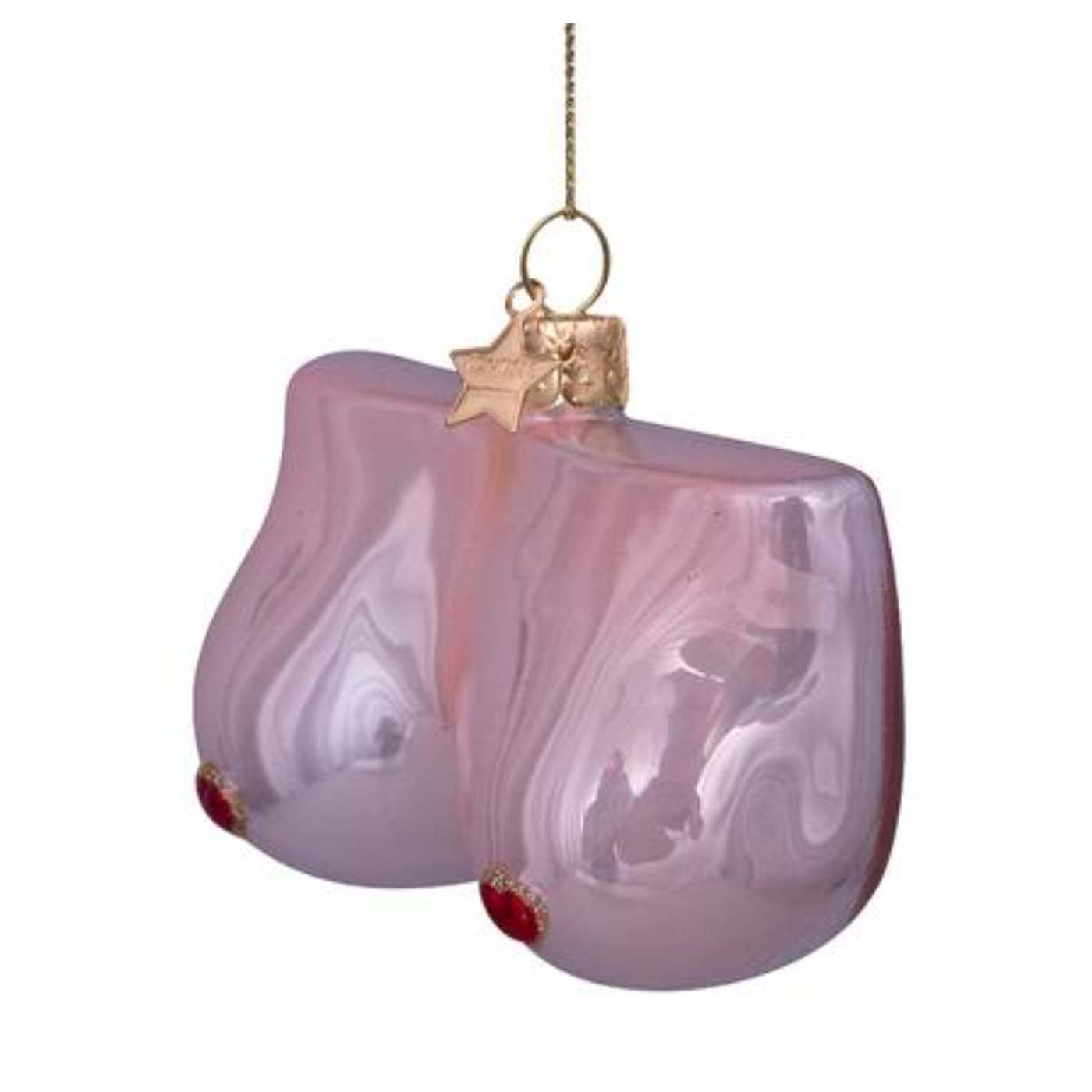 Bryster med røde hjerter, Glas ornament - Vondels