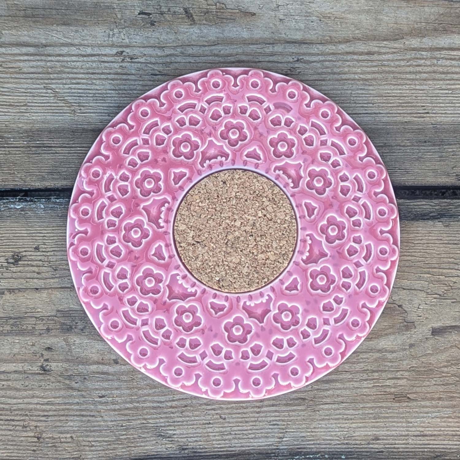 Bordskåner i keramik og kork, Pink