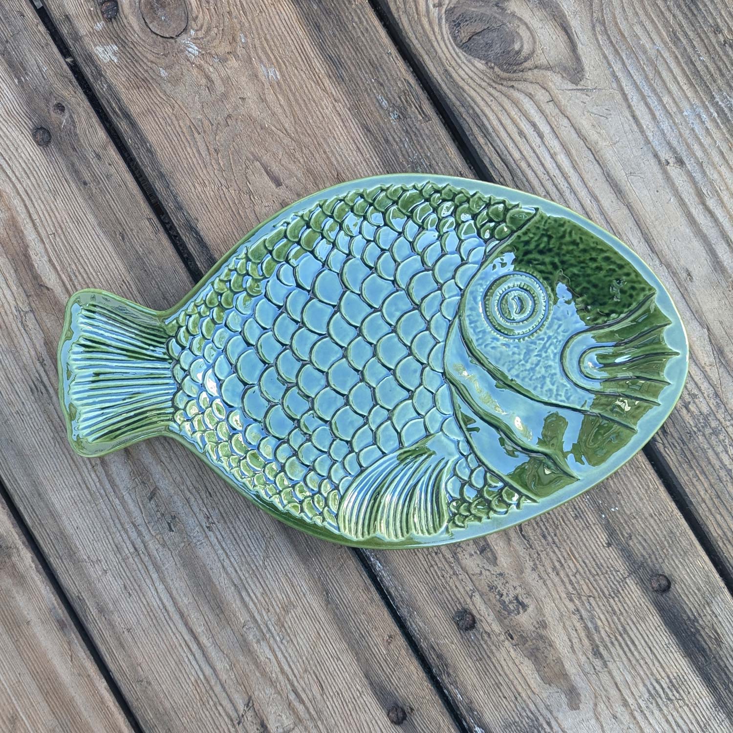 Fiske Fad, Grøn - 36 cm
