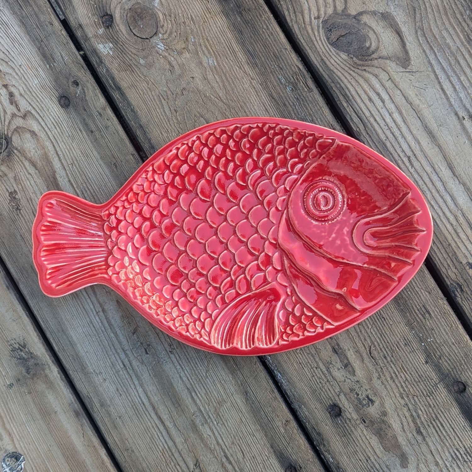Fiske Fad, Rød - 36 cm