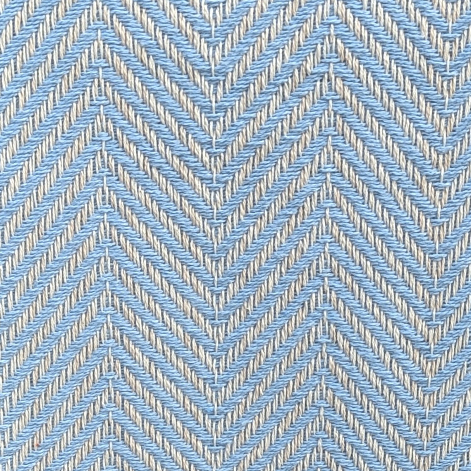 Sengetæppe, vævet bomuld 240 x 260 cm., Sildebensmønster - Lysblå