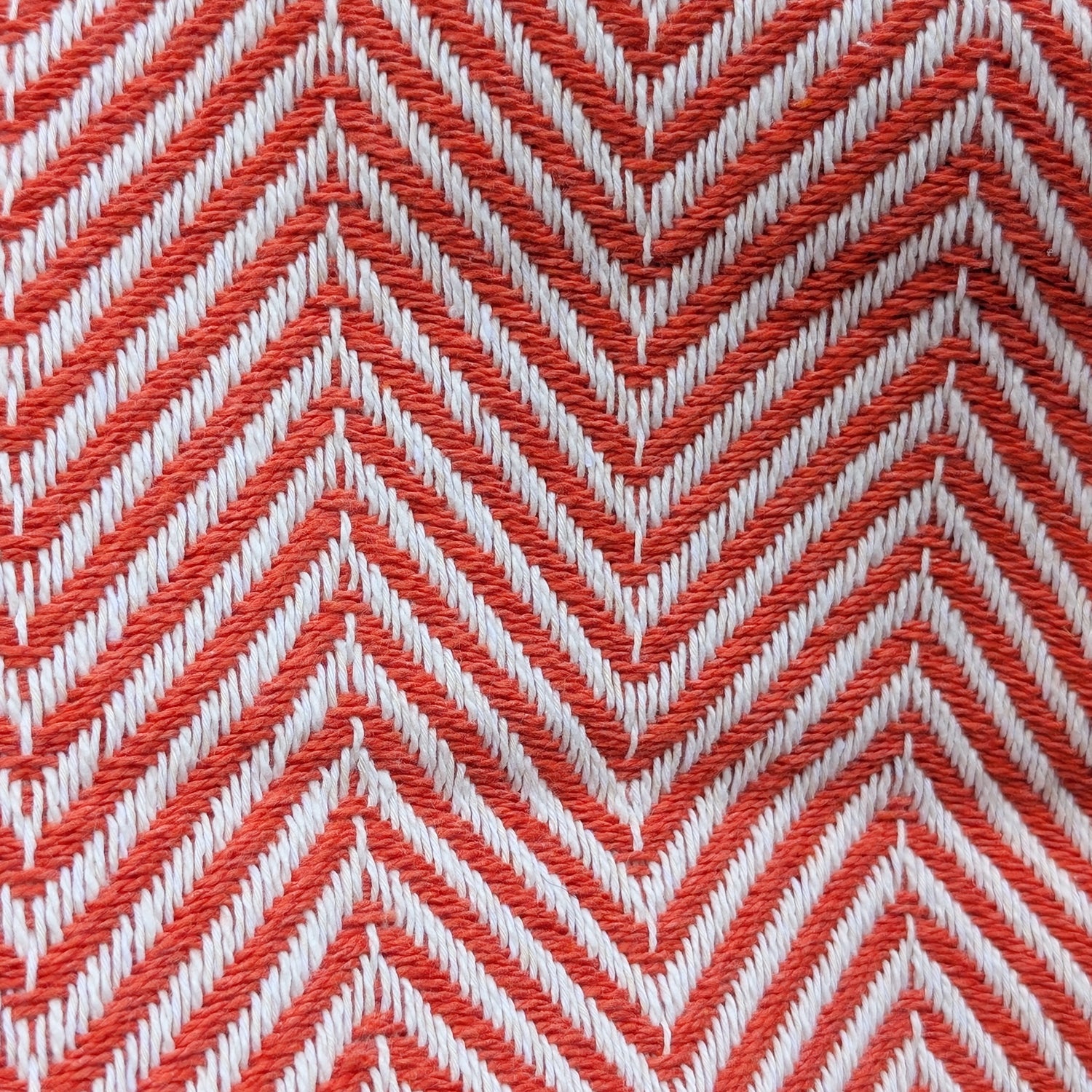 Plaid, vævet bomuld 135 x 200 cm., Sildebensmønster - Orange