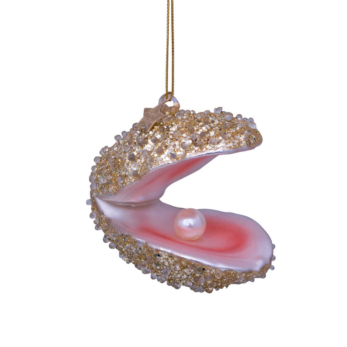 Gylden østers med perle, Glas ornament - Vondels
