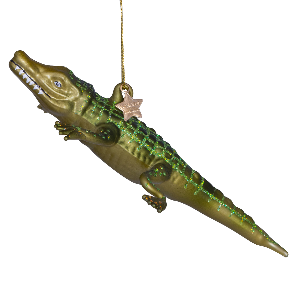 Grøn Krokodile, Glas ornament - Vondels