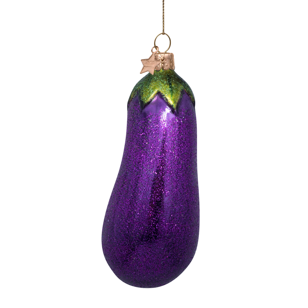 Aubergine med glimmer, Glas ornament - Vondels