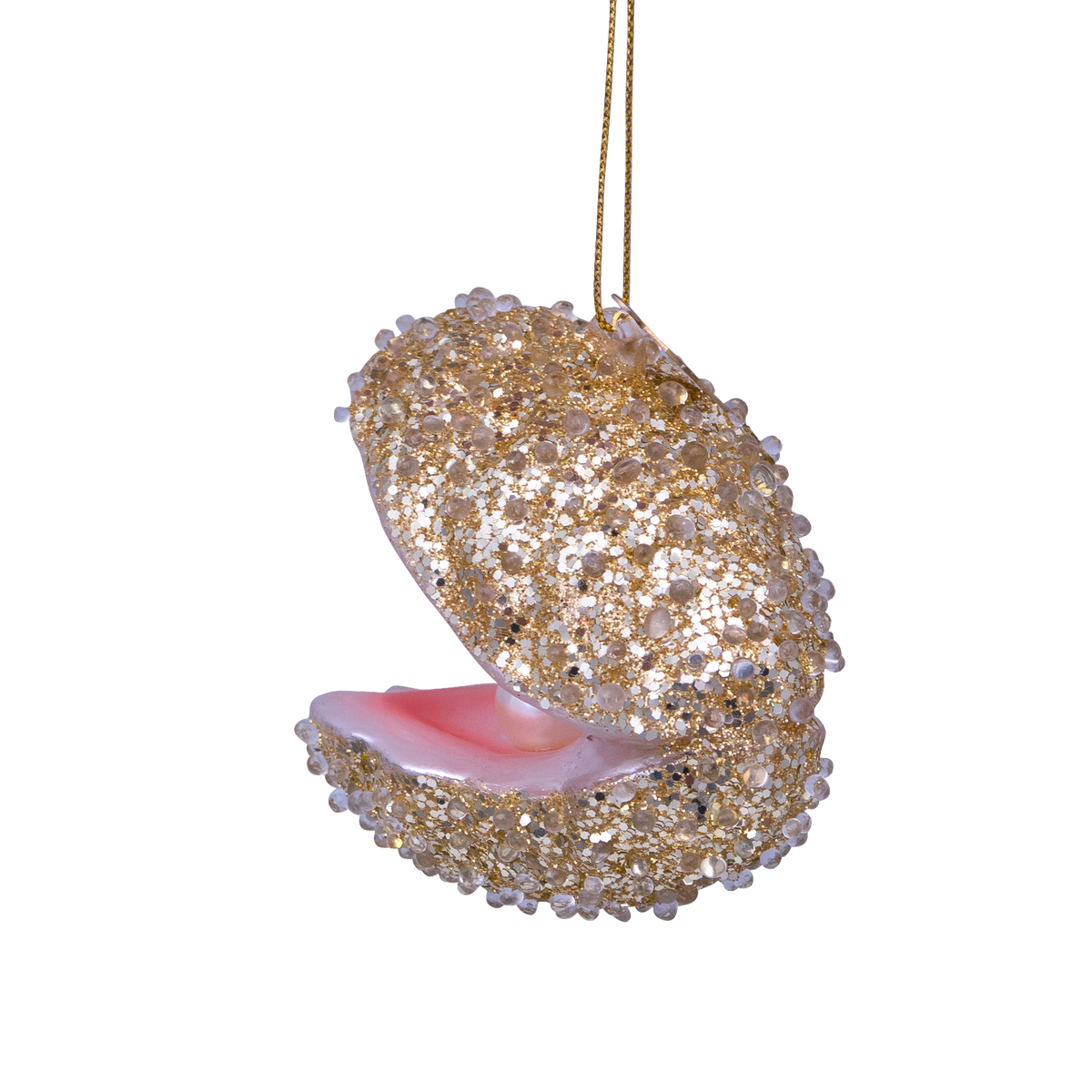 Gylden østers med perle, Glas ornament - Vondels
