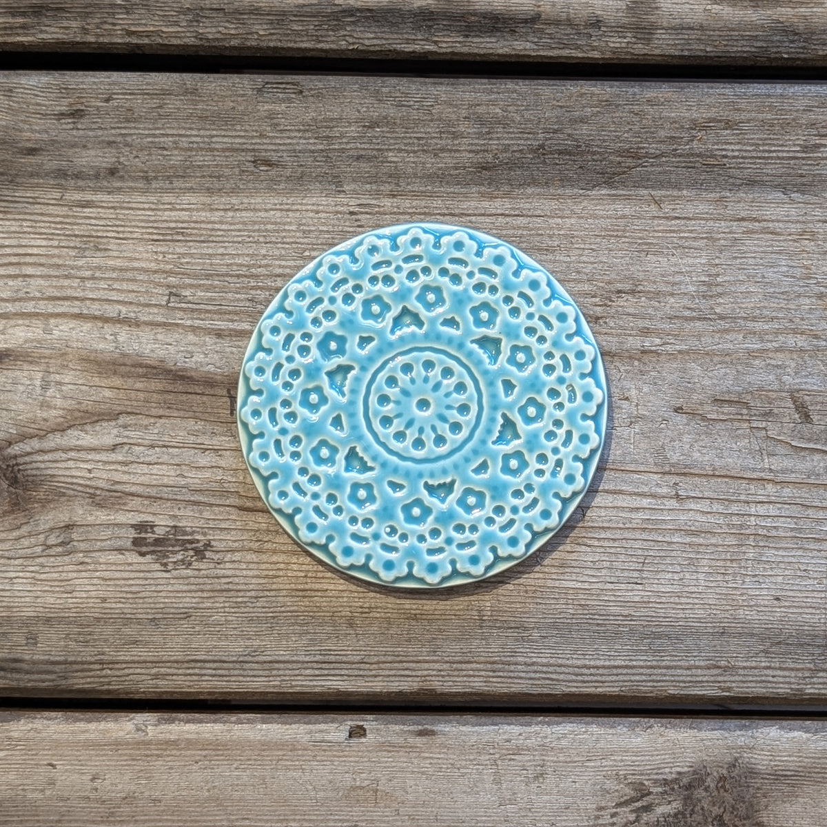 Keramik coaster med blonde mønster, Turkis  – Duro
