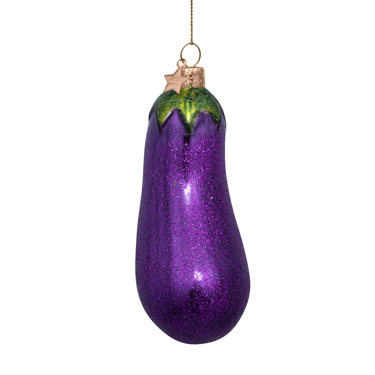 Aubergine med glimmer, Glas ornament - Vondels