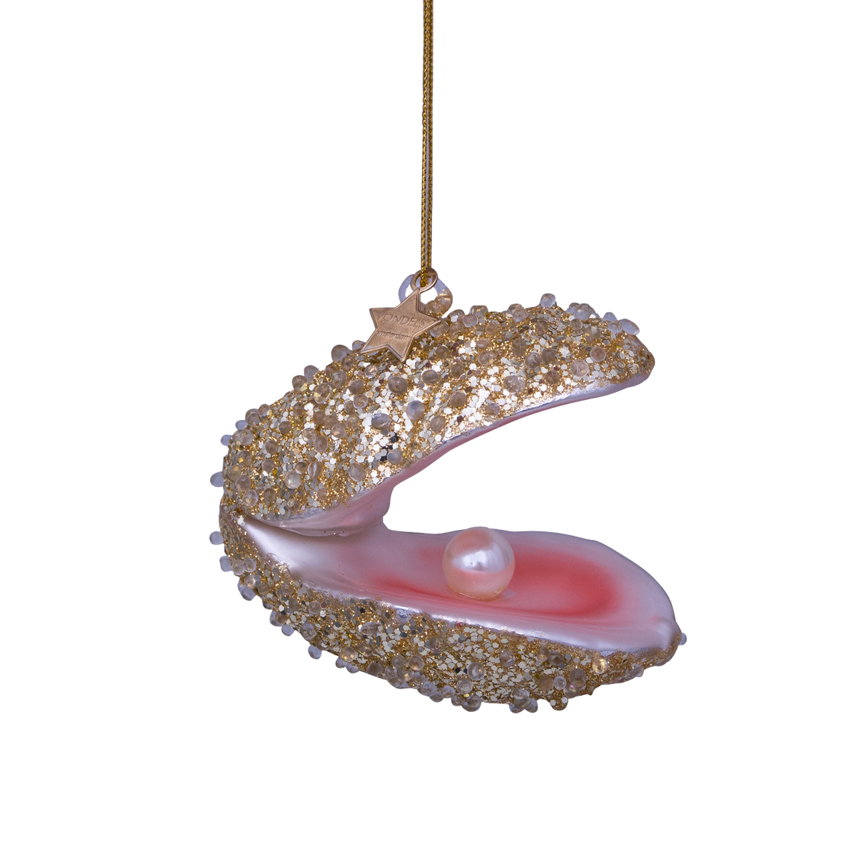 Gylden østers med perle, Glas ornament - Vondels