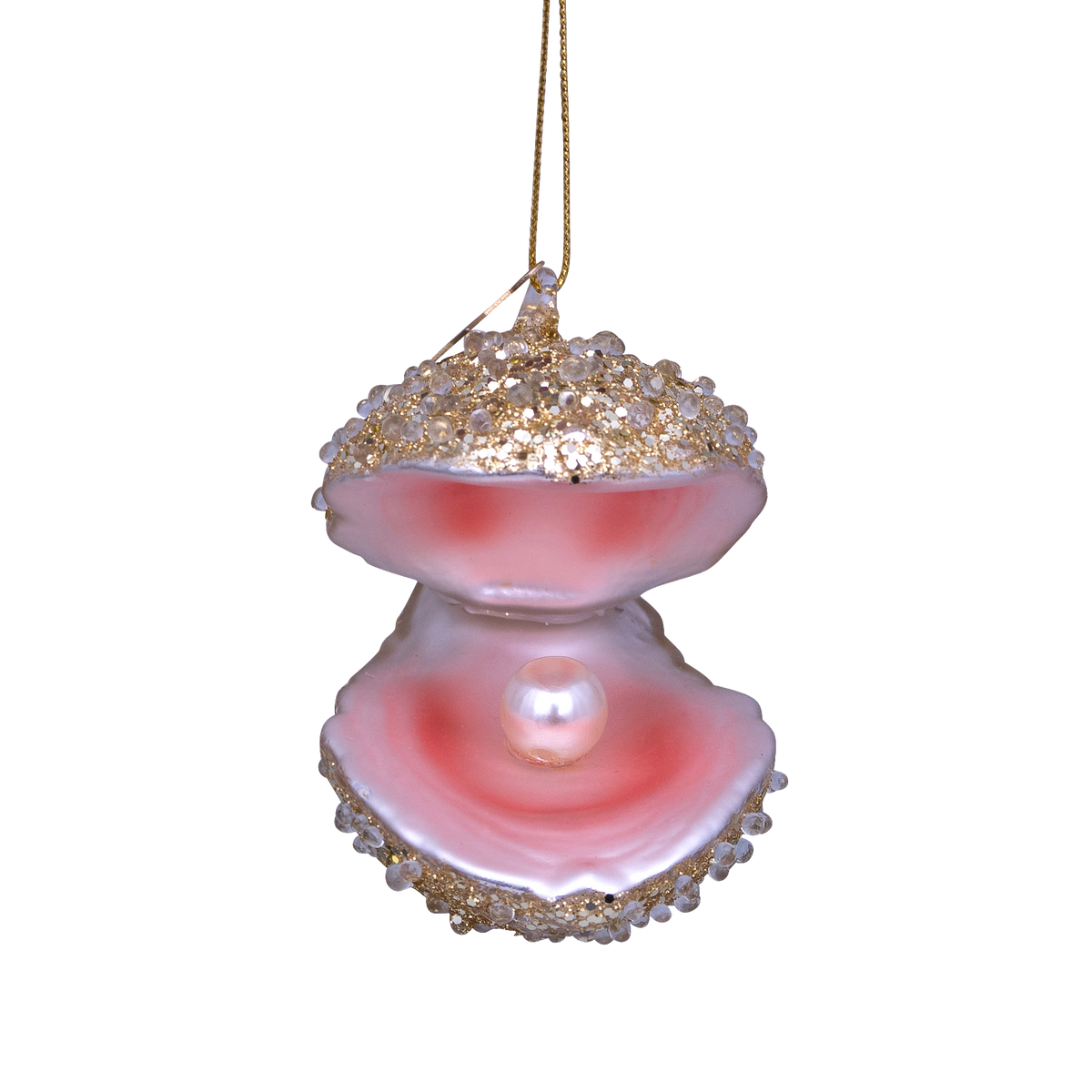Gylden østers med perle, Glas ornament - Vondels